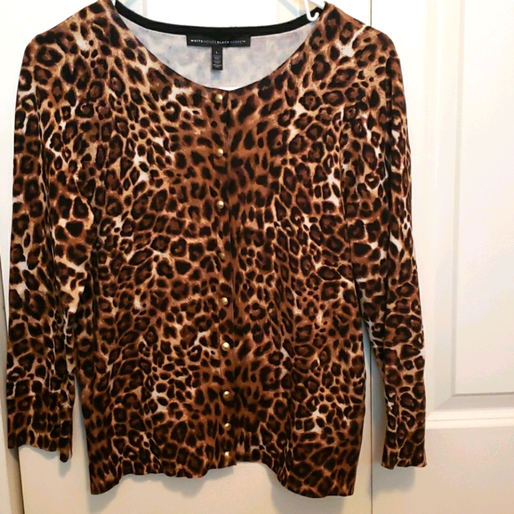 White House Black Market Leopard Cardigan